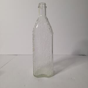 Textured Glass Bottle Vase - Unique Design, No Top